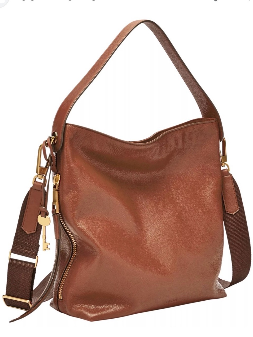 Fossil Maya Brown Leather Hobo Bag